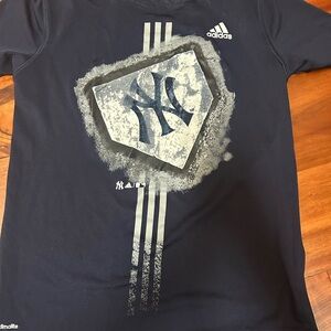 Adidas Kids Navy Long Sleeve Yankees Tee